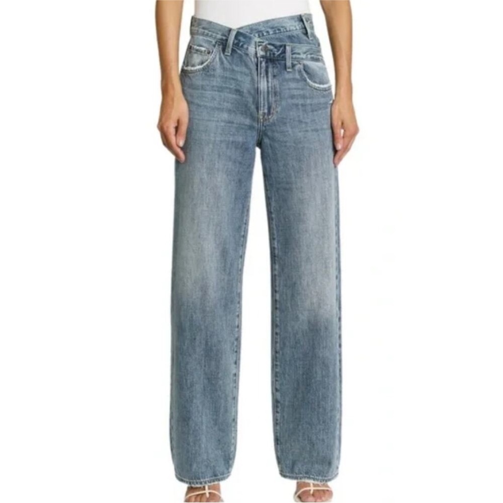 Pistola x Revolve Cross Over High Rise Wide Leg Denim Jeans Size 27